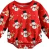 Footless Baby Pyjamas Infant Newborn Baby Girls Garçons Noël Romper Snowman Santa Print Round Neck Baby Coverall -Rose Magasin 71gCYZn6e1L. AC UL1500