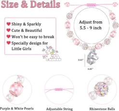 HGDEER Petites Filles Licorne Bracelet Pour Fille/Grande-fille/Morceau | Rose Perle Et Strass Boules Bracelet | Réglable Longueur | Convient Pour Noël Et Anniversaire Cadeaux -Rose Magasin 71hprsICtL. AC UL1500