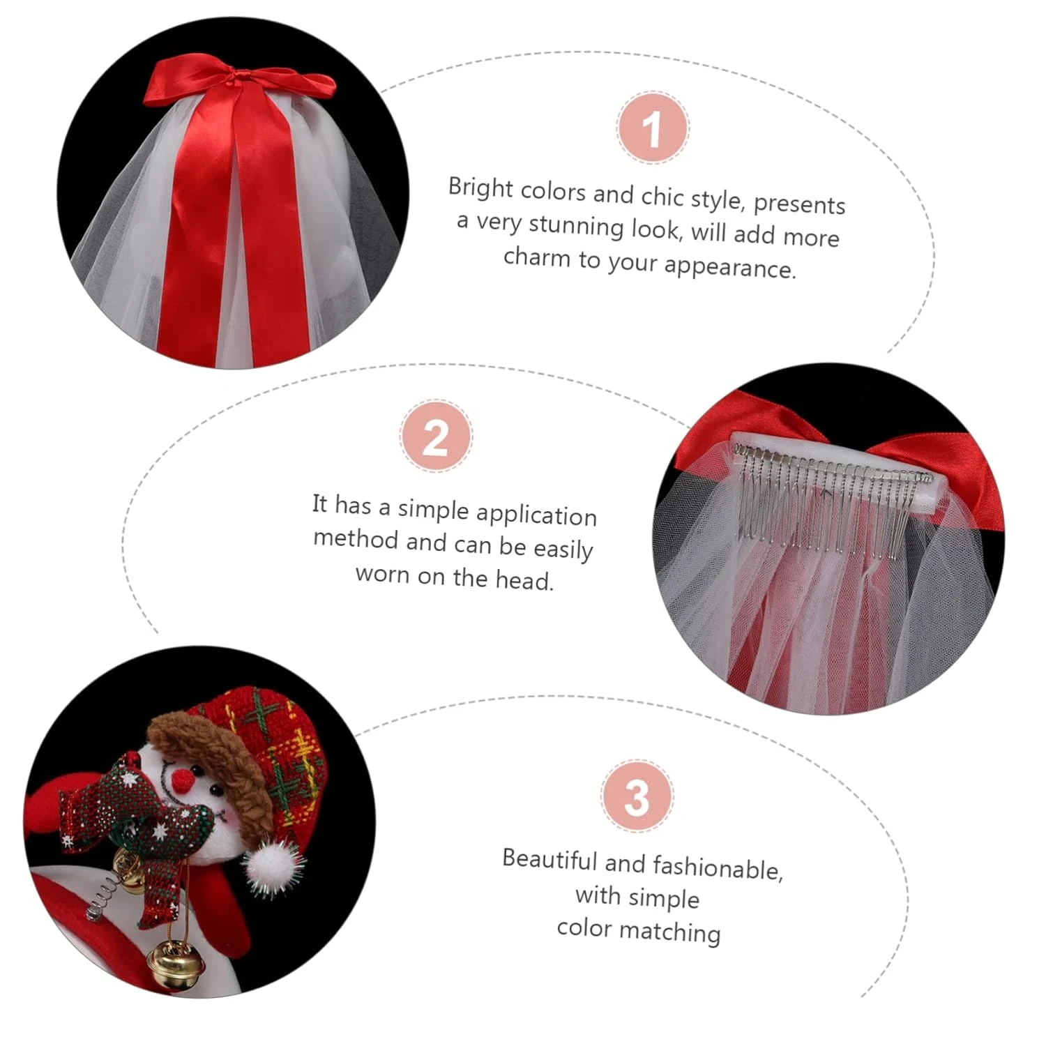 FOMIYES 1 Set Voile Arc Cheveux Accessoires Cheveux Accessoires Pour Filles Mariée Voiles Pour Mariage Noël Coiffe De Noël Costume Accessoires Mode Bandeau Filles Voile Bandeau 6 FOMIYES 1 Set Voile Arc Cheveux Accessoires Cheveux Accessoires Pour Filles Mariée Voiles Pour Mariage Noël Coiffe De Noël Costume Accessoires Mode Bandeau Filles Voile Bandeau – Image 4