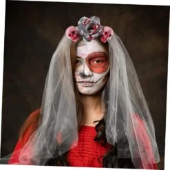Amosfun 1Pc Halloween Headband Noël Ornements Headwear Pour Les Femmes Filles Voile Voile Fleur Voile Headband Halloween Bloody Décorations Halloween Fête Headband Plastique Cosmétique Costume Démon -Rose Magasin 71lv12c4u9L. SL1500