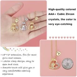 Licornes Cadeaux Pour Filles, 14K Or/Or Blanc/Rose Licorne Collier Pour Filles Initiale Licorne Bijoux Pour Enfants D'anniversaire Cadeaux Pour Filles Coloré CZ Bijoux De Noël Licorne Cadeaux Pour Filles Âge 6-8-10-12-16-18 -Rose Magasin 71mXi1Uwo2L. AC UL1500