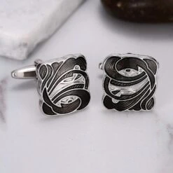 Banemi Light Up Boutons De Manchette, Boutons De Manchette Noir Acier Inoxydable Asymétrie Oriental Carré Ensembles Pour Dîner De Noël 1.8X1.7CM -Rose Magasin 71mt1bOZ8nL. AC UL1500