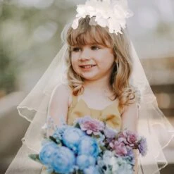 Cadeaux De Mariée 2 Pcs Cadeau Fleur Costume Tulle Exquis Mariage Blanc Coiffure Noël Pour Faire Partie Coiffure Tête Élégant Clip Floral Voile Courts Fournitures Décor De Mariage -Rose Magasin 71oovLEngpL. SL1500