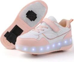 APTESOL Enfants Roller Chaussures Avec 2 Roues Détachables, Filles Garçons LED Light Up Skate Sneakers Pour Noël Anniversaire