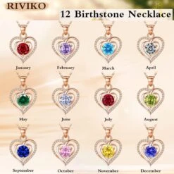 Collier Pendentif En Pierre De Naissance Coeur RIVIKO Pour Femme 925 Colliers En Zircone Argent Sterling Noël Bijoux De La Saint-Valentin Cadeaux Pour Filles Mère Femme -Rose Magasin 71pks6DZOCL. AC UL1200