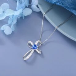 Sterling Argent Croix Collier Pour Femmes Pierre De Naissance/Opale/Turquoise/Moonstone/Simulated Diamond/Moss Agate/Freshwater Pearl Collier Bijoux - Cadeau D'anniversaire Cadeau De Noël -Rose Magasin 71tH64bnML. AC UL1500