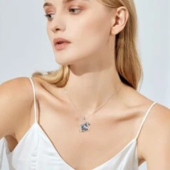 Cadeaux Paresseux YFN Collier Paresseux En Argent Sterling Bijoux En Cristal Coeur Pour Femmes Filles Cadeaux De Noël Pour Hommes -Rose Magasin 71utEqnyu9L. AC UL1500