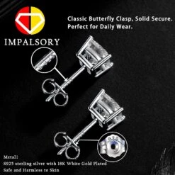 Princesse Cut Moissanite Boucles D'oreilles Pour Femmes Hommes, 18K Blanc Plaqué Or S925 Sterling Argent D Couleur VVS1 Clarté 0.3ct-3ct Laboratoire Créé Diamant Boucles D'oreilles Promise Anniversaire Cadeau De Noël -Rose Magasin 71xWdxWIa4L. AC UL1500