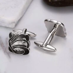 Banemi Light Up Boutons De Manchette, Boutons De Manchette Noir Acier Inoxydable Asymétrie Oriental Carré Ensembles Pour Dîner De Noël 1.8X1.7CM -Rose Magasin 71yANCsjmL. AC UL1500