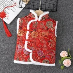 Tops De Noël 1 à 6 Ans Enfant Enfants Polaire Gilet Manteau Chinois Calendrier Nouvel An Sans Manches Traditionnel Tang Costume -Rose Magasin 811YFoUs3zL. AC UL1500 1