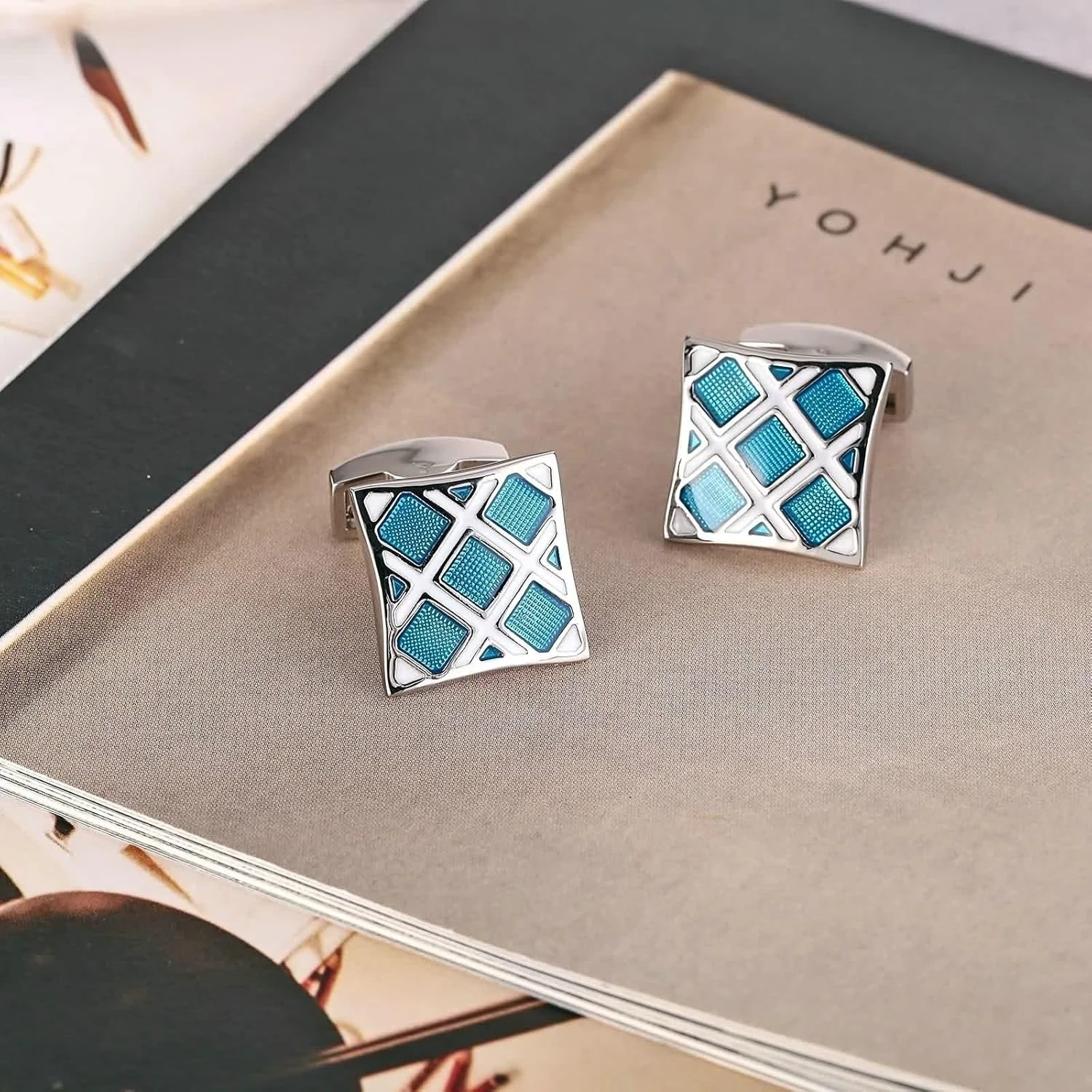 Banemi Cufflink Shirt, Silver Cuff Links Ensembles Carrés En Acier Inoxydable Pour Dîner De Noël 1.7X1.7CM 5 Banemi Cufflink Shirt, Silver Cuff Links Ensembles Carrés En Acier Inoxydable Pour Dîner De Noël 1.7X1.7CM – Image 3