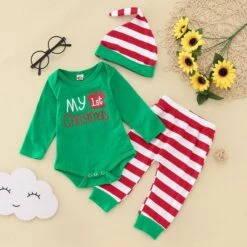 Sfdgfhyf Party Girls Tenues Ensemble Garçons De Noël Hiver À Manches Longues Lettre Impressions Romper Rayé Pantalon Avec Chapeau -Rose Magasin 81HeOF84FHL. AC UL1500