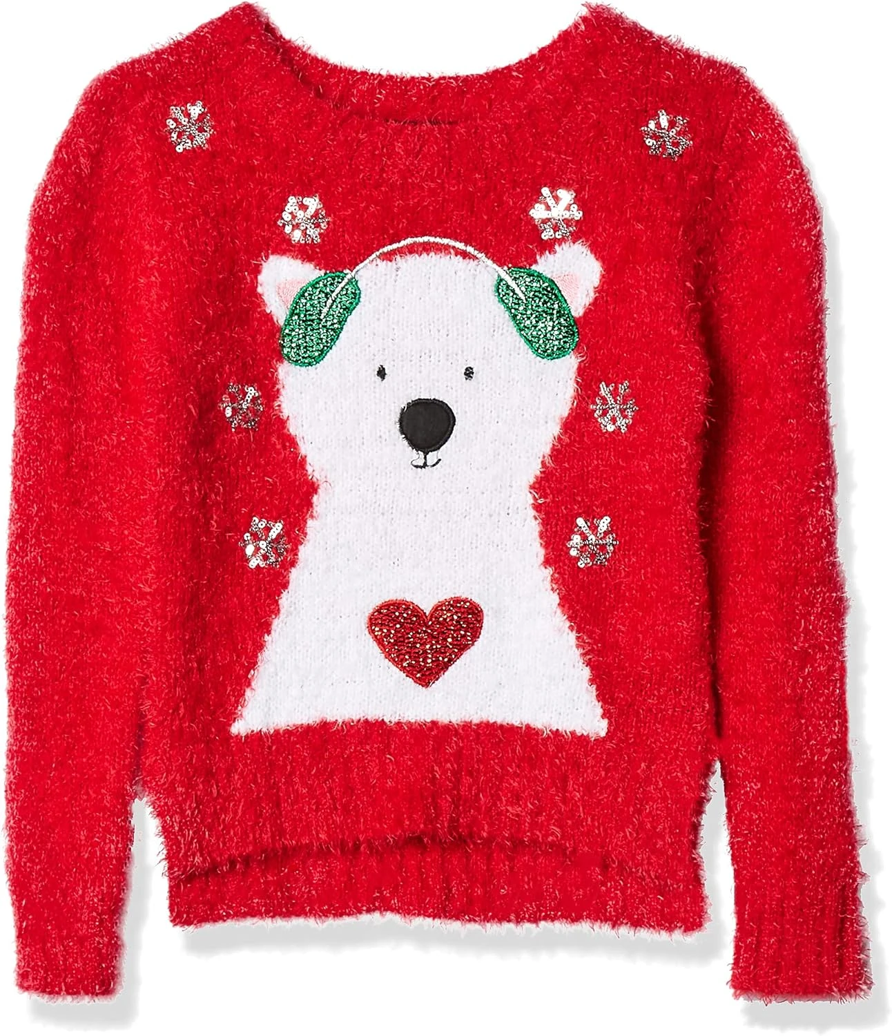Blizzard Bay Little Girl's L/S Crew Neck Polar Bear Dans Les écouteurs Pull De Noël, Combo Rouge De Noël, 6X 3 Blizzard Bay Little Girl's L/S Crew Neck Polar Bear Dans Les écouteurs Pull De Noël, Combo Rouge De Noël, 6X