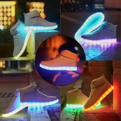 Chaussures LED Light Up Pour Enfants Baskets Hautes Pour Garçons Filles Chaussures De Danse Hip-Hop Pour Halloween Fête De Noël Avec Charge USB -Rose Magasin 81RlUsX36YL. AC UL1500