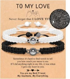 UNGENT THEM I Love You 100 Langues Bracelets De Corde Tressée Couples Cadeaux Pour Petit Ami, Petite Amie, Mon Amour, âme Sœur, Anniversaire Saint Valentin Anniversaire Anniversaire Anniversaire Anniversaire Cadeau De Noël Pour Lui Et Elle