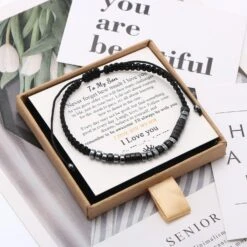 Bracelets De Code Morse Inspirants Pour Femmes Hommes Fête Des Mères Anniversaire Noël Cadeaux Maman Mère Père Fille Tante Grand-mère Bijoux Cord Wrap Bracelet Avec Perles D'hématite Noire -Rose Magasin 81nwKjKKqXL. AC UL1500