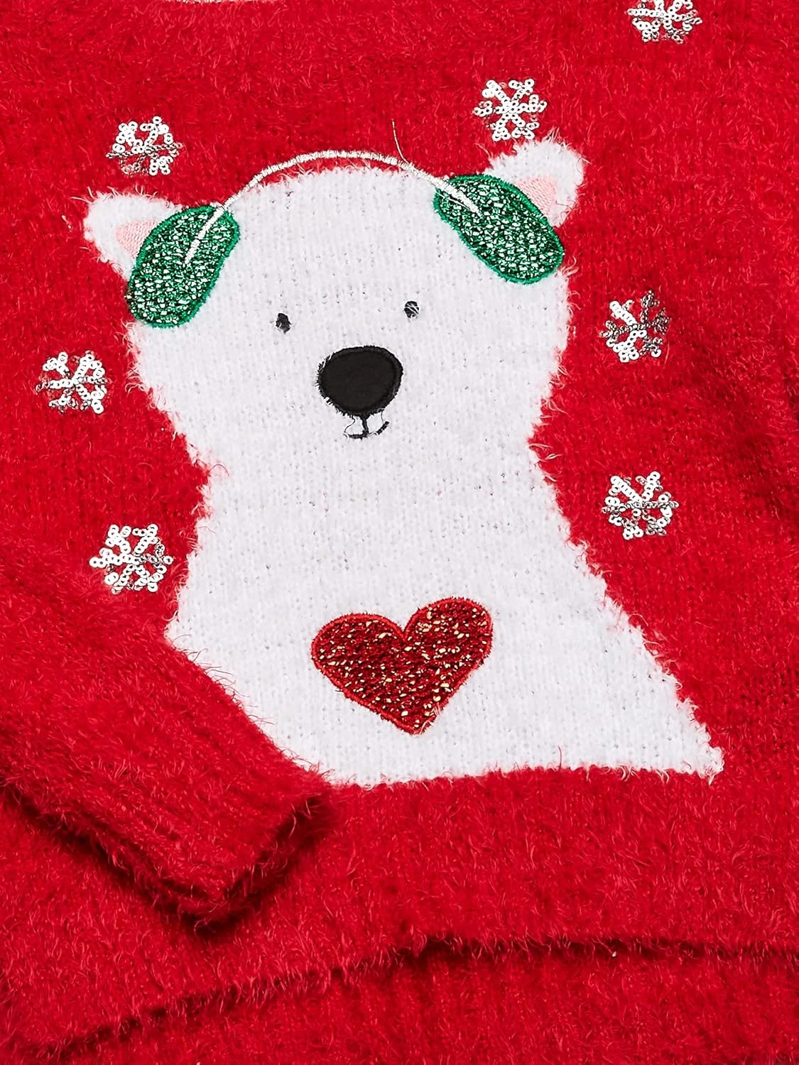 Blizzard Bay Little Girl's L/S Crew Neck Polar Bear Dans Les écouteurs Pull De Noël, Combo Rouge De Noël, 6X 5 Blizzard Bay Little Girl's L/S Crew Neck Polar Bear Dans Les écouteurs Pull De Noël, Combo Rouge De Noël, 6X – Image 3
